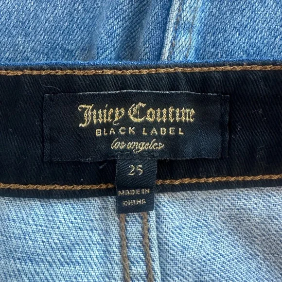 Juicy Couture Y2K Mini Button Up Denim Skirt w/ Gold Studded Details (Size 25) - Picture 6 of 7